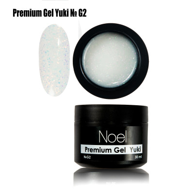 Premium Gel Yuki цвет - №1, объем - 30ml, скульптурный, строительный, моделирующий, конструирующий гель с шимером (крупные блестки) Noel™2131